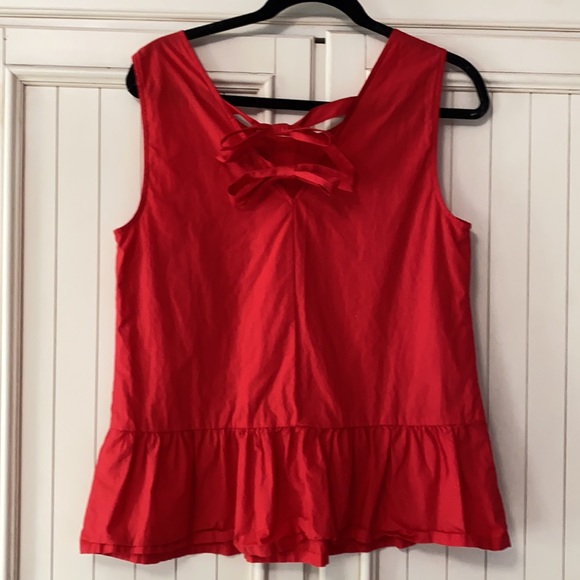 Red J. Crew Bow Peplum Tank - Picture 6 of 7